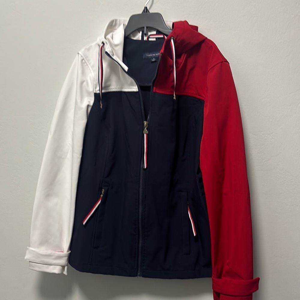 New Tommy Hilfiger Red, White, and Blue Colorblock Jacket